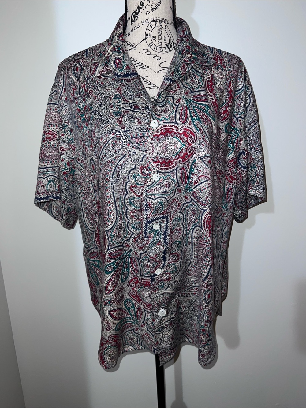 VTG Ralph Lauren Paisley Print Button Down Top Size 14 Rayon